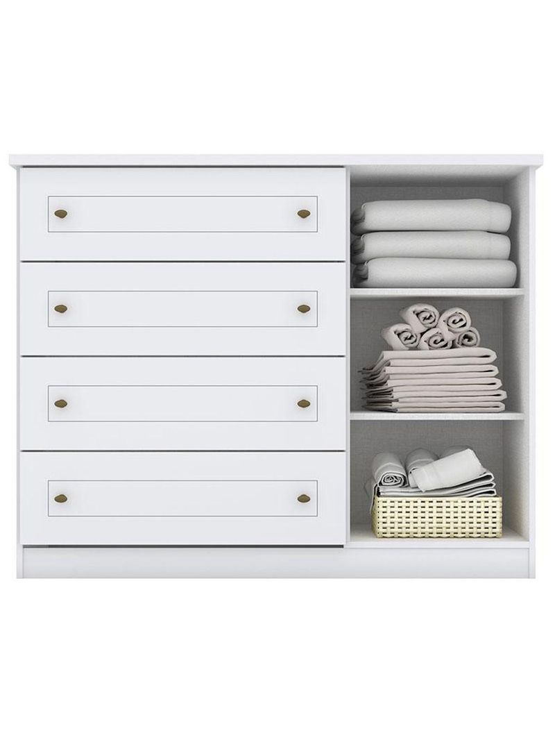 Berço Americano Danny Branco Acetinado Reller E Cômoda Infantil Americano Branco Hp - Henn