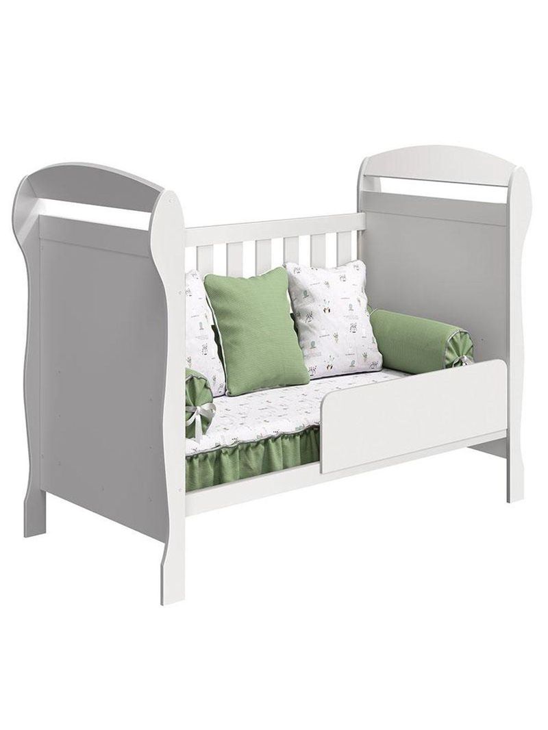 Berço Americano Danny Branco Acetinado Reller E Cômoda Infantil Americano Branco Hp - Henn