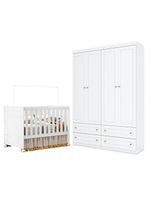 Berço Americano Katatau Branco Acetinado Reller E Guarda Roupa  Americano 4 Portas Branco Hp Henn