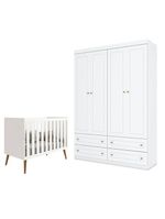 Berço Americano Isis Branco Acetinado Reller Guarda Roupa Infantil Americano 4 Portas Branco Hp Henn