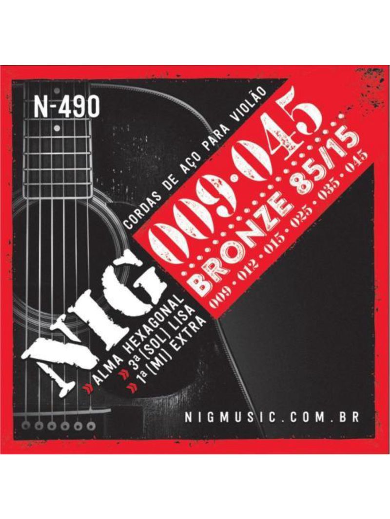 Encordoamento para violão aço 009 n490 bronze nig