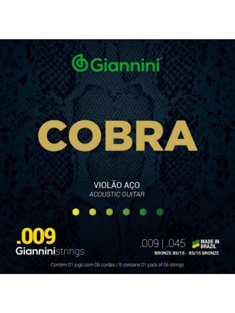 Encordoamento para violão aço bronze 85/15 série cobra giannini geewa
