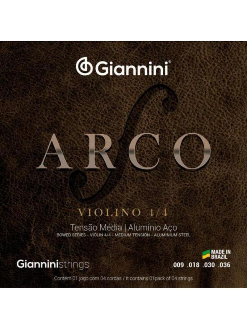 Encordoamento para violino médio série arco giannini geavva