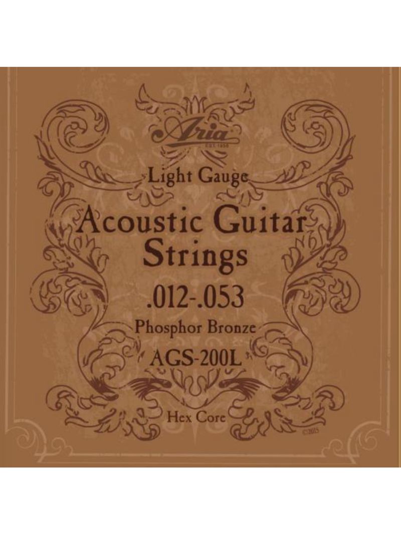 Encordoamento para violão 012 phosphor bronze ags200l aria guitars