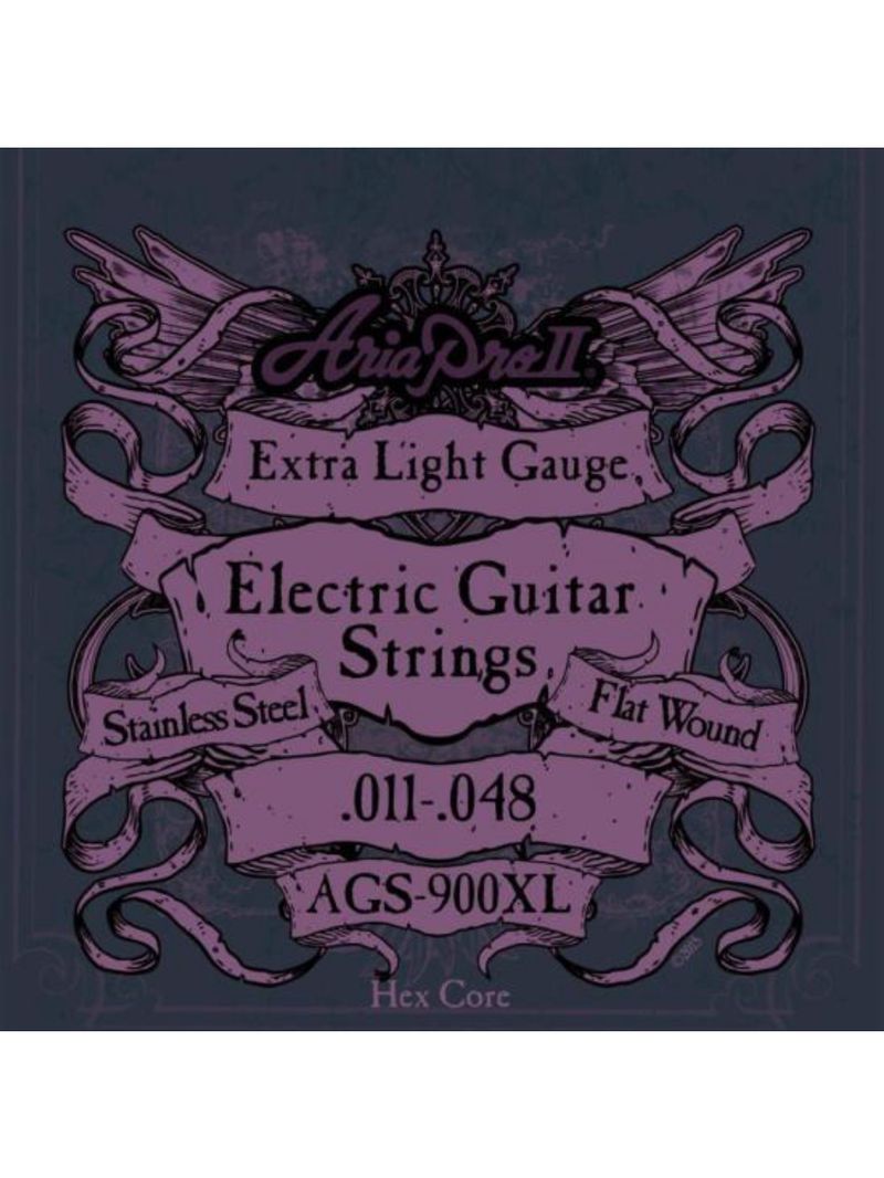 Encordoamento para guitarra flat wound 011 ags900xl aria pro ii