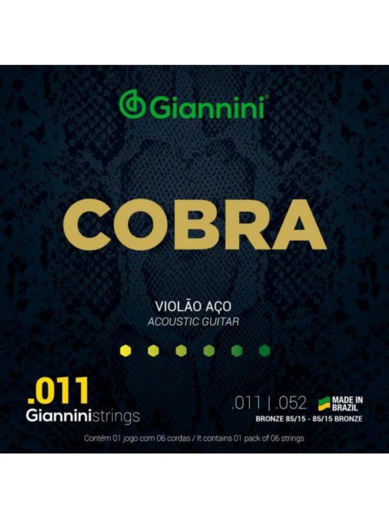 Encordoamento para violão aço 011 série cobra giannini geeflk