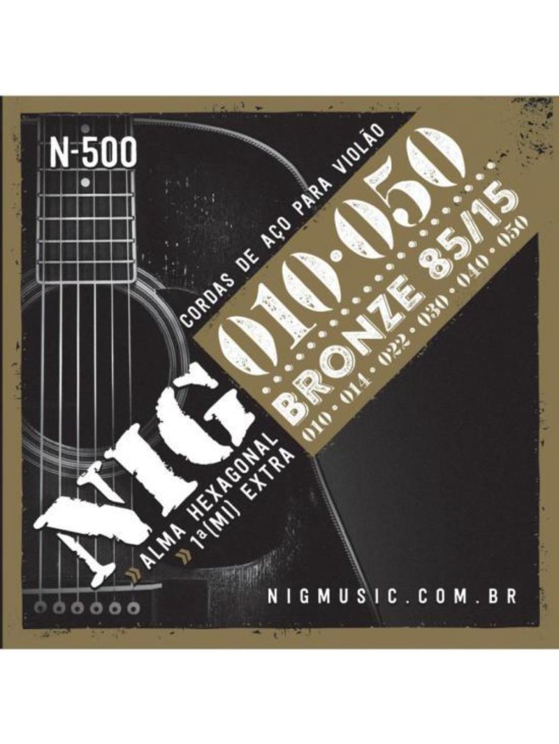 Encordoamento para violão aço 010 n500 bronze nig