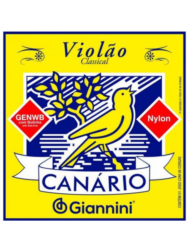 Encordoamento para violão nylon série canário giannini genwb com bolinha