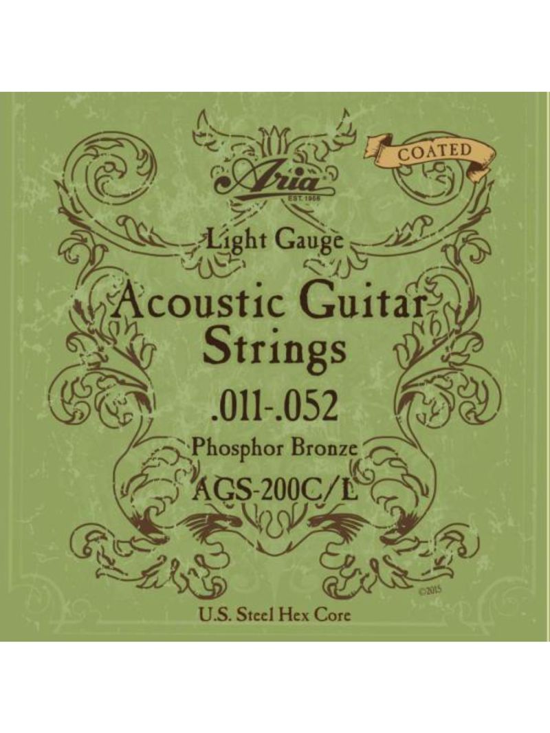 Encordoamento para violão coated 011 phosphor bronze ags200cl aria
