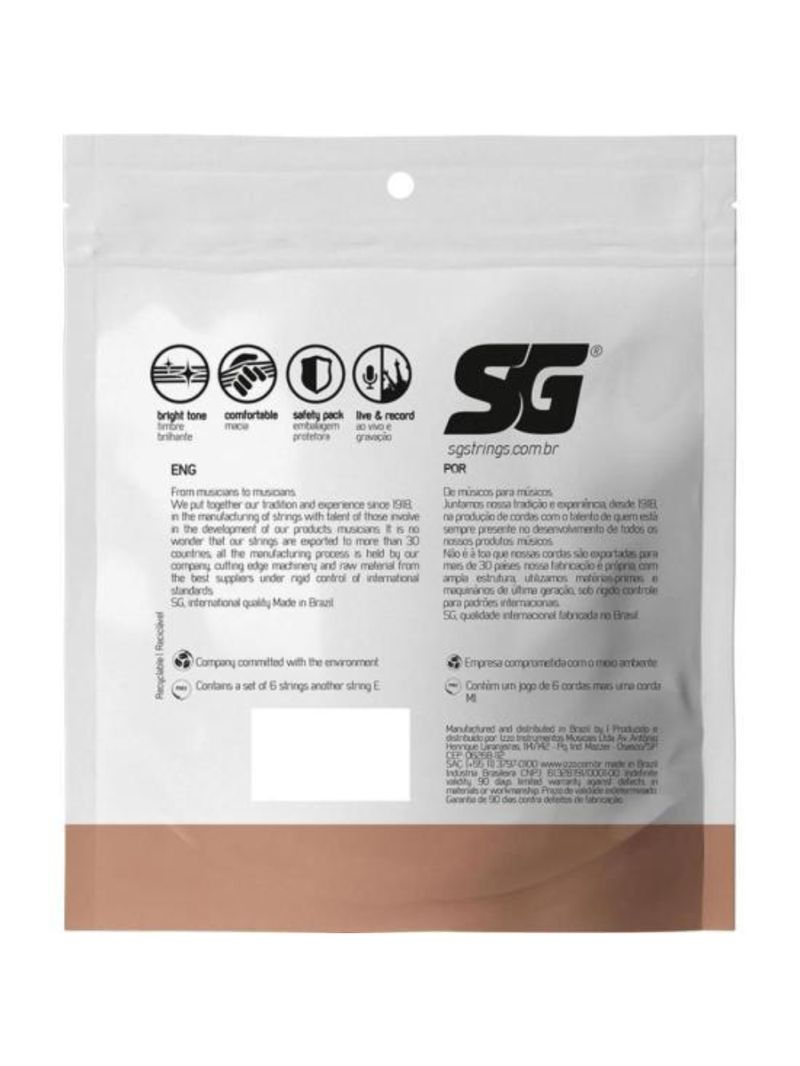 Encordoamento para violão nylon 029 heavy com bolinha sg