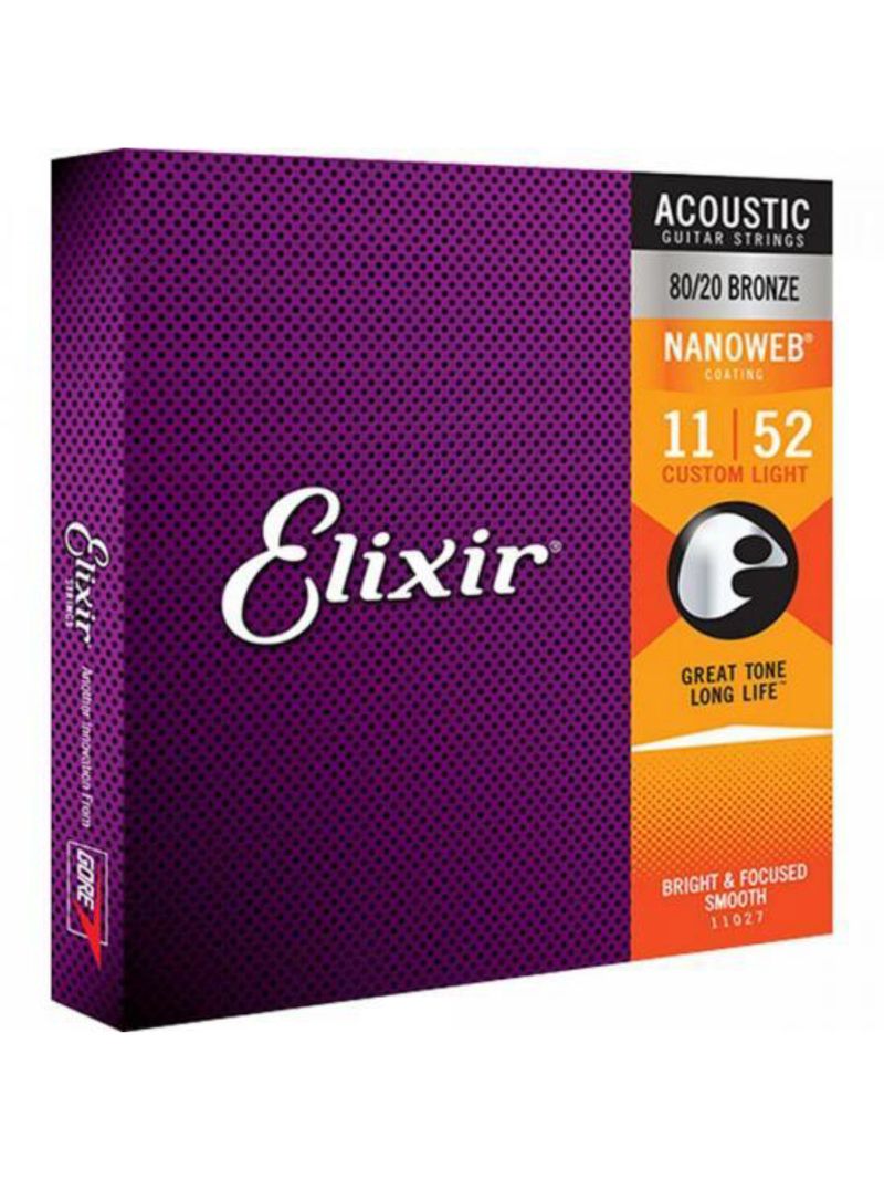 Encordoamento para violão 011 custom light bronze nanoweb 11027 elixir