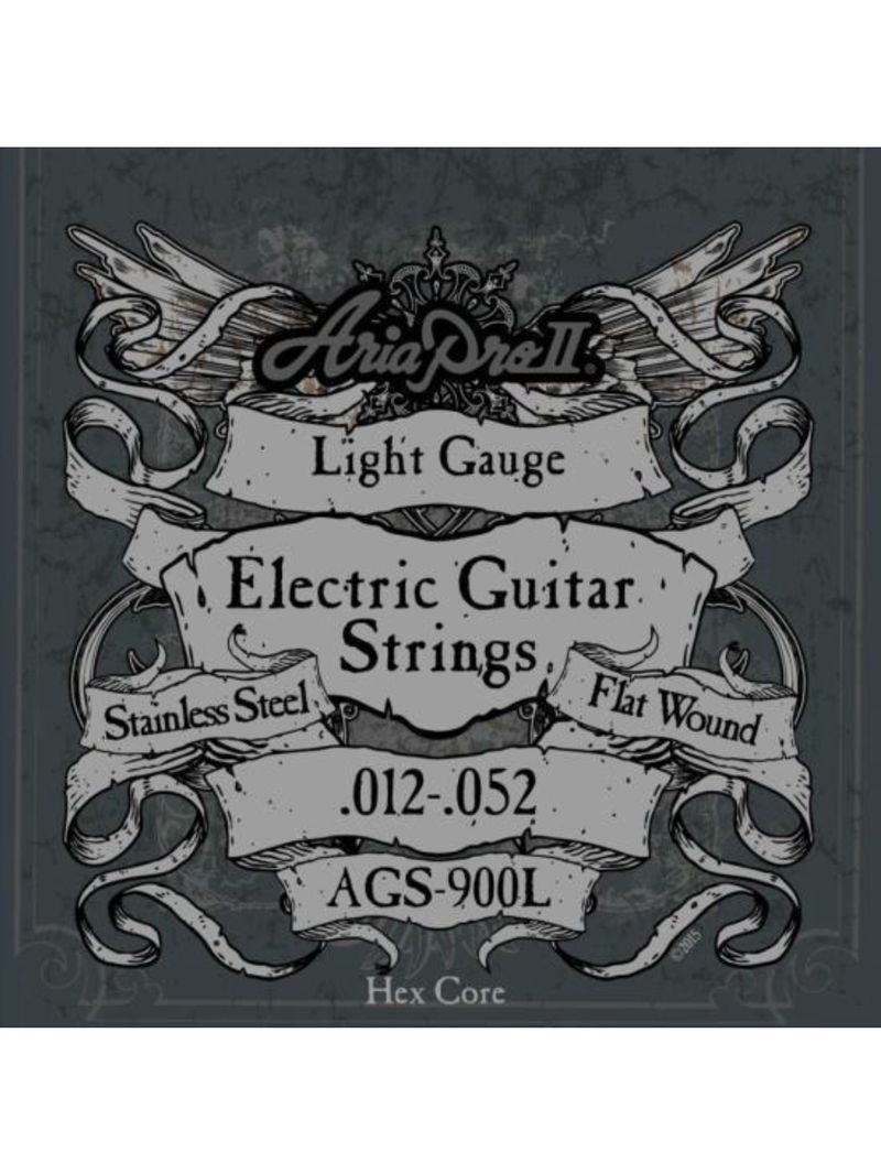 Encordoamento para guitarra flat wound 012 ags900l aria pro ii
