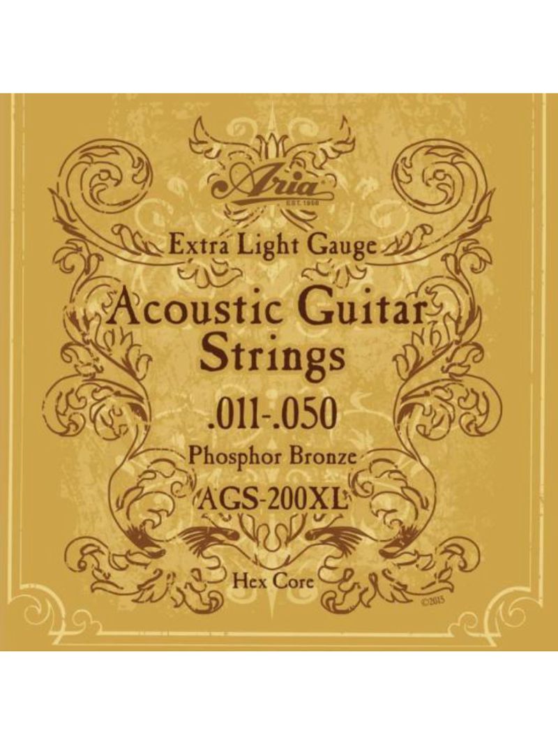 Encordoamento para violão 011 phosphor bronze ags200xl aria guitars