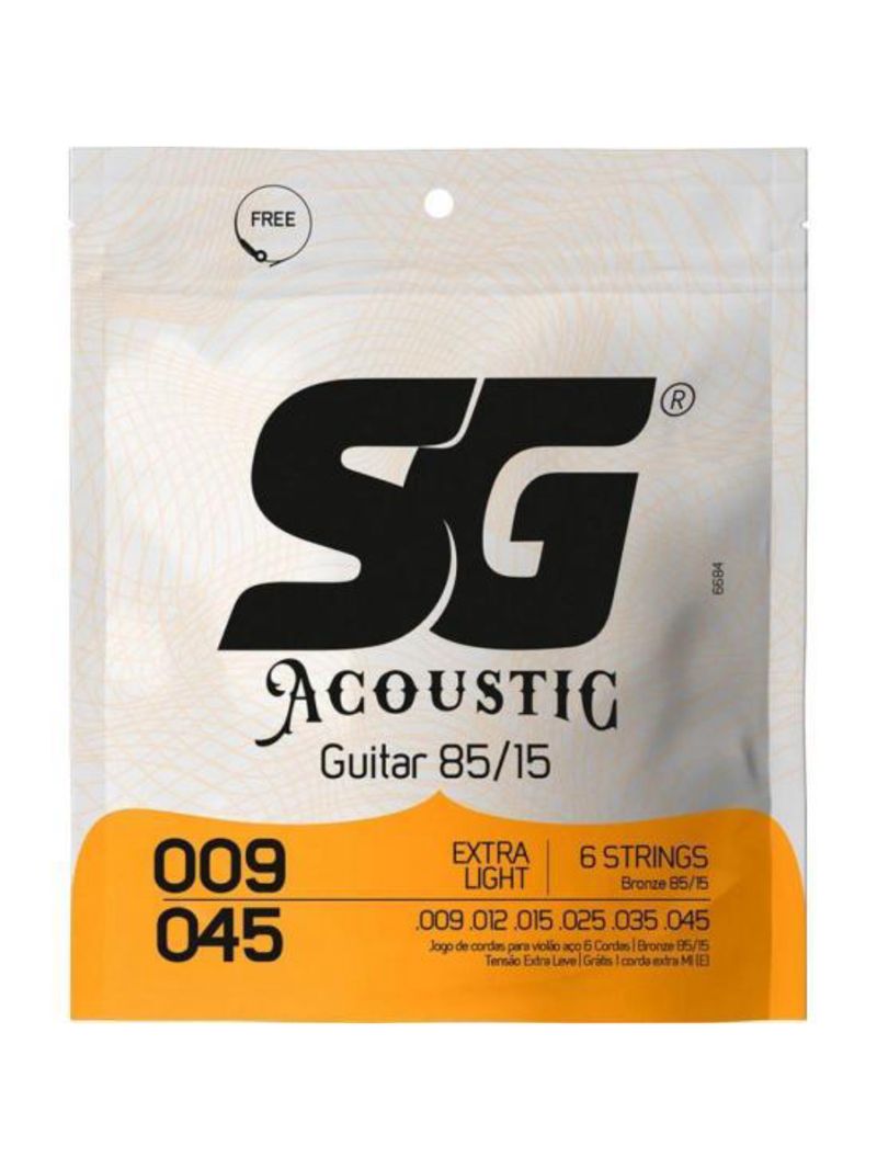 Encordoamento para violão aço 009 extra light bronze 85/15 sg