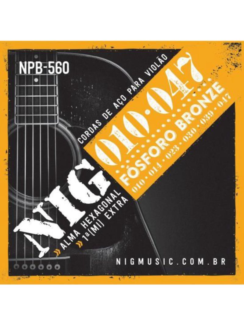 Encordoamento para violão aço 010 npb560 nig