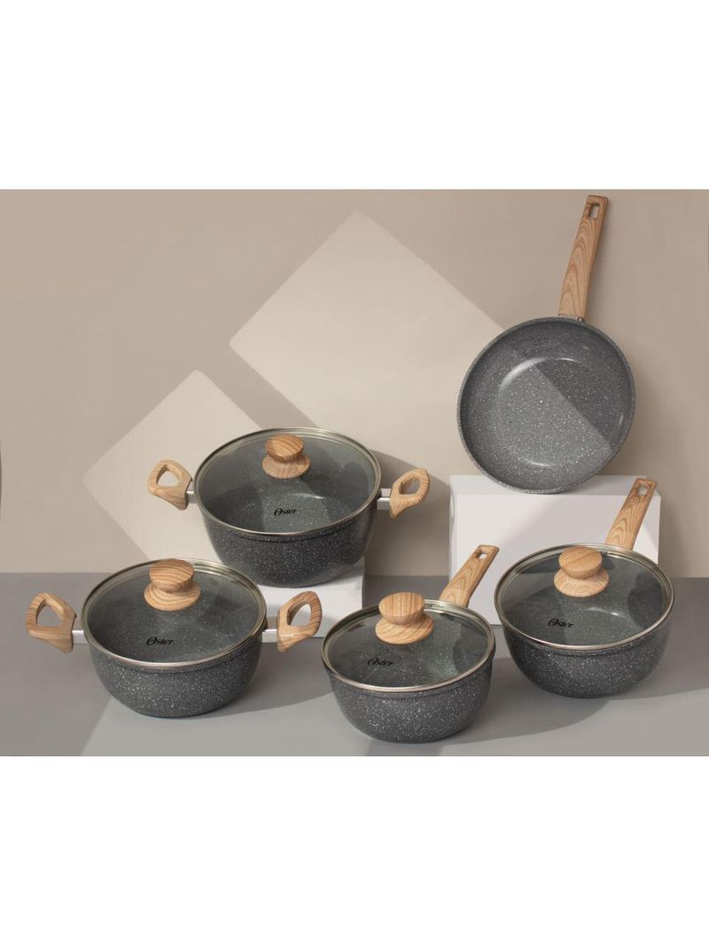 Conjunto panelas 5 peças cerâmica dark grey oster