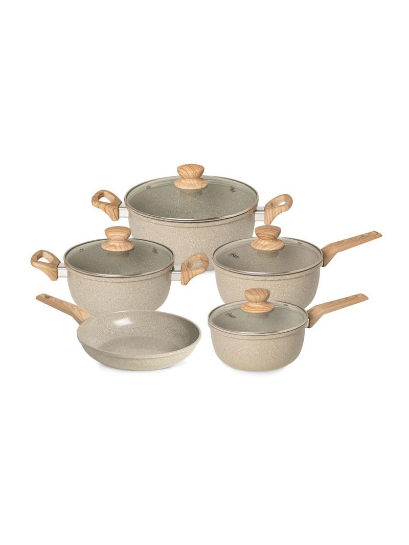 Conjunto panelas 5 peças cerâmica cinza dust oster