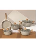 Conjunto panelas 5 peças cerâmica cinza dust oster