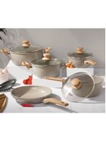 Conjunto panelas 5 peças cerâmica cinza dust oster