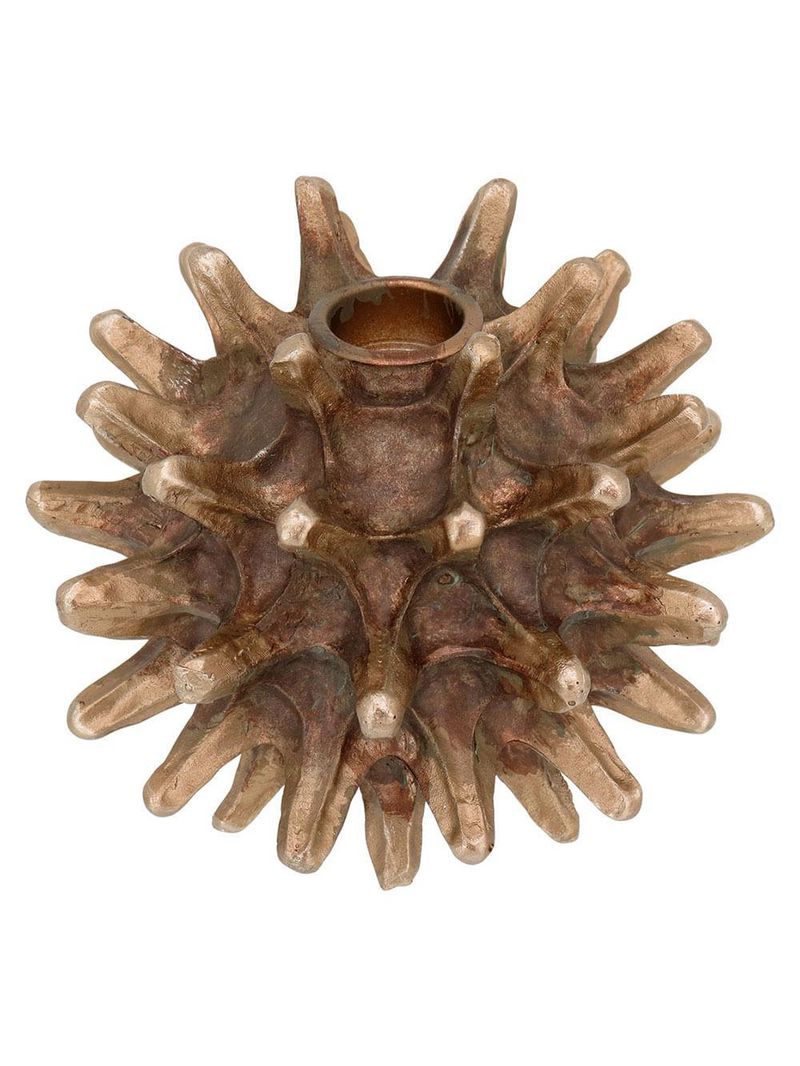 Castiçal bronze barroco resina 11x12x12cm