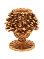 Castiçal resina dourado 14x12x12cm