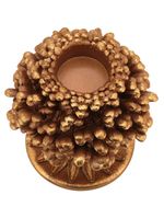 Castiçal resina dourado 14x12x12cm