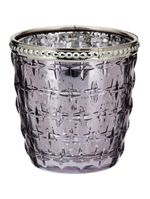 Castiçal lustrado vidro lilás temple 8x8x8cm