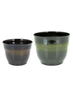 Cachepô 2 peças plástico preto antique