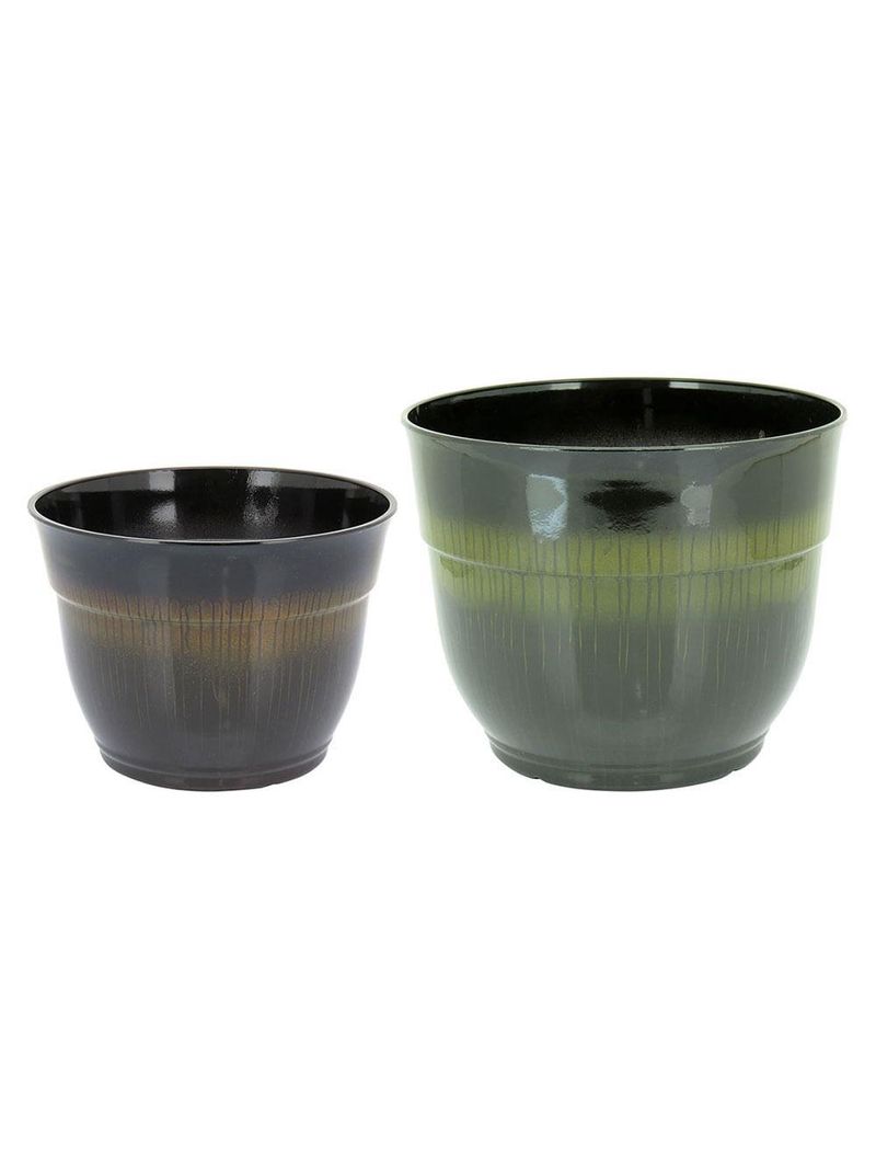 Cachepô 2 peças plástico preto antique