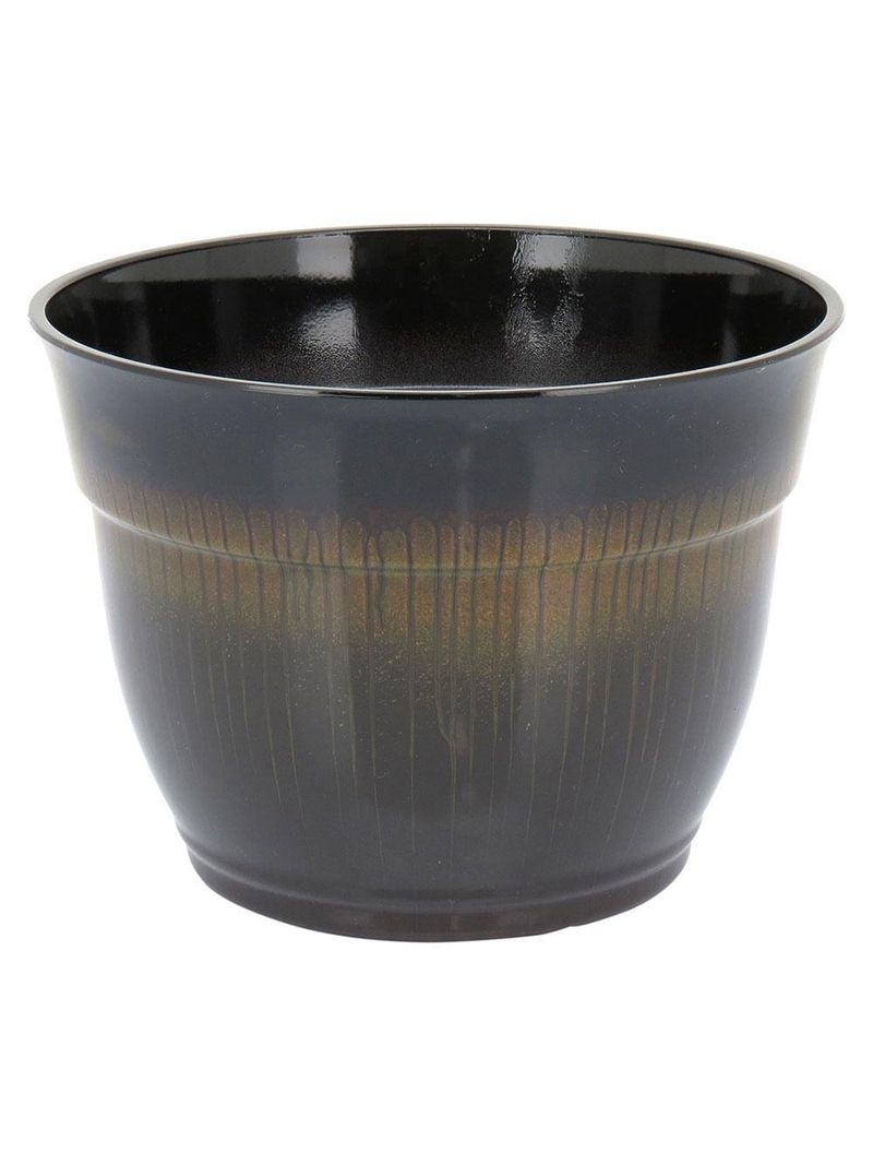 Cachepô 2 peças plástico preto antique