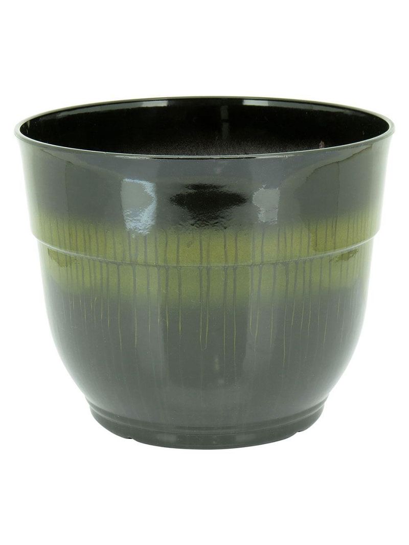 Cachepô 2 peças plástico preto antique