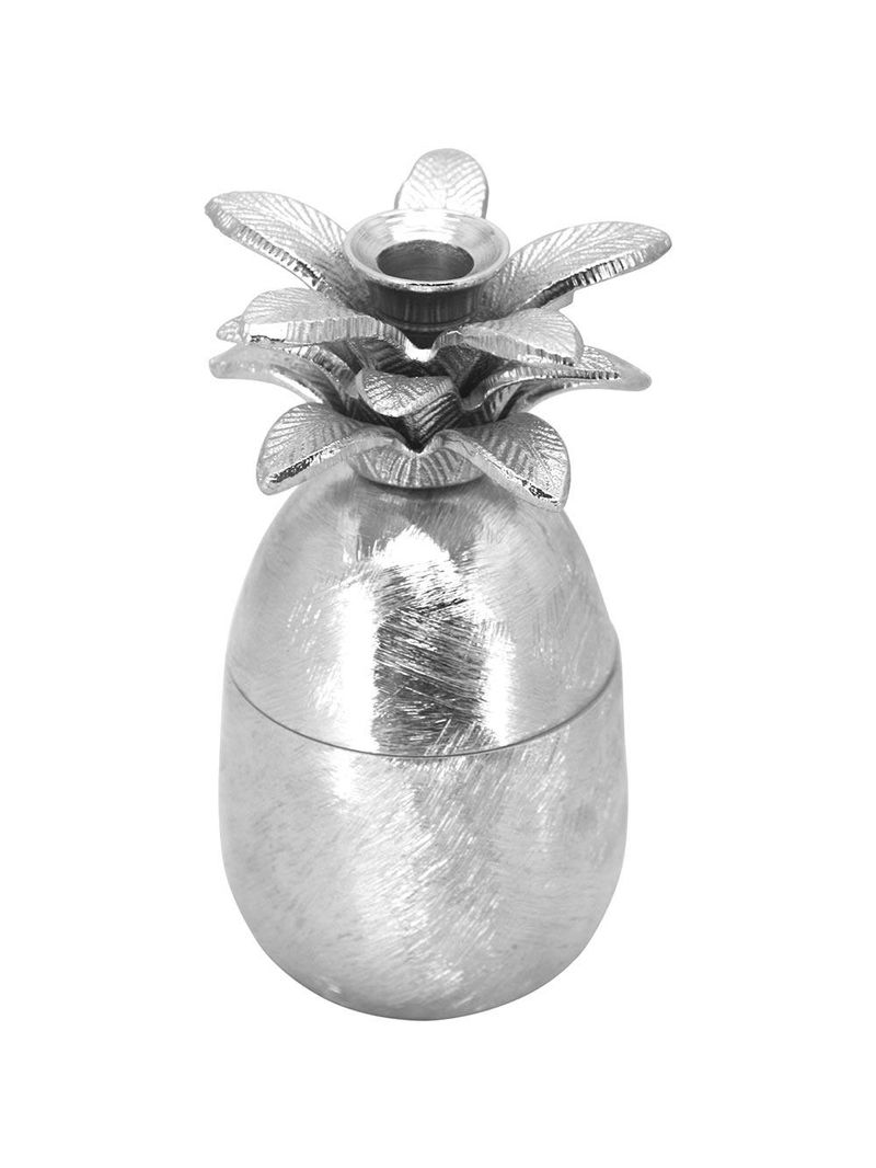 Castiçal abacaxi metal prata home&co neroly 22x11x11cm