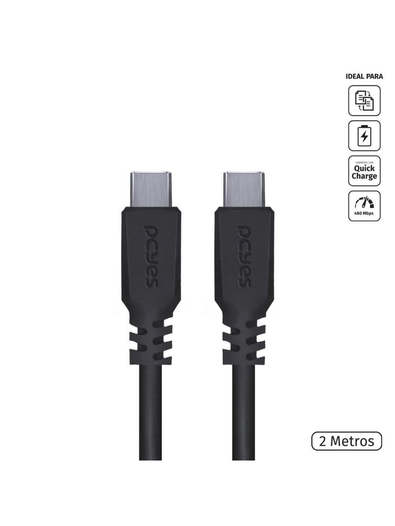 Cabo usb c pcyes pucp02 2m preto