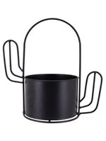 Cachepô cacto metal preto garden 23x24x13cm