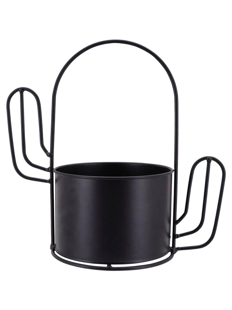 Cachepô cacto metal preto garden 23x24x13cm