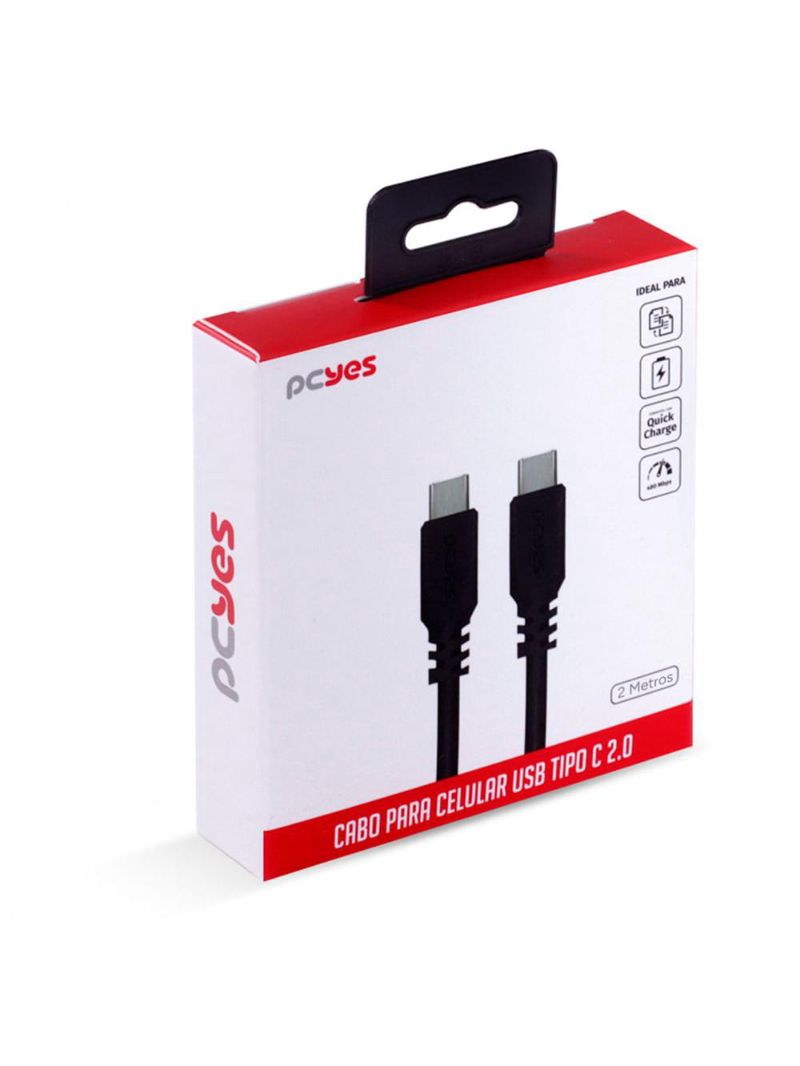 Cabo usb c pcyes pucp02 2m preto