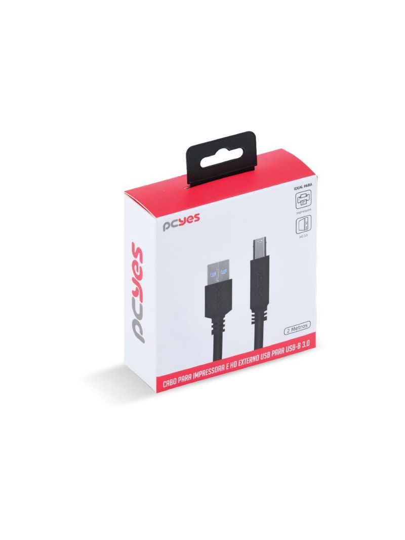 Cabo usb 30 a-b 2m cobre puro impressora hd pcyes