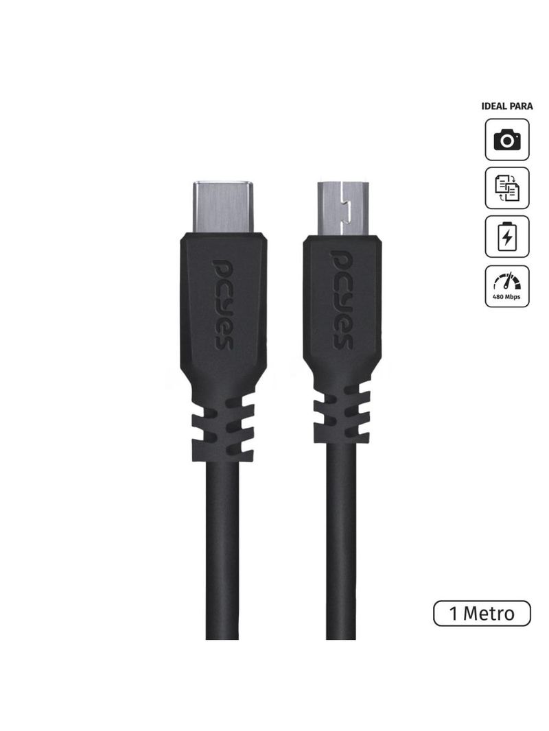 Cabo usb-c para mini usb b 20 1m preto pcyes