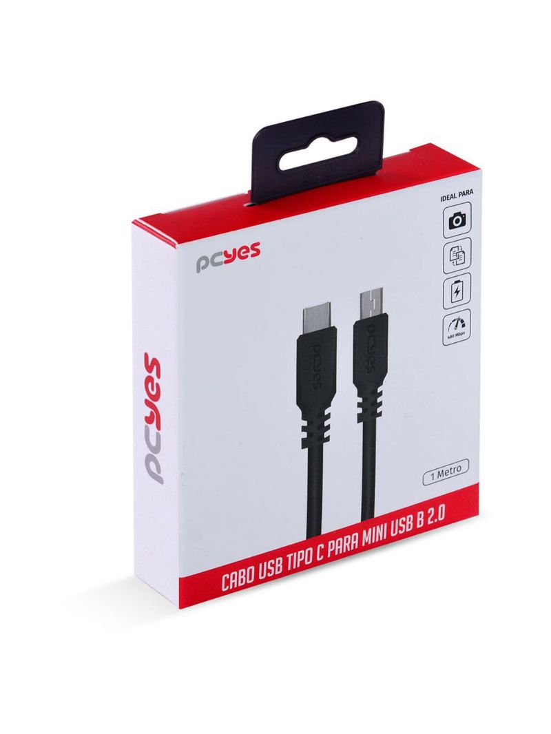 Cabo usb-c para mini usb b 20 1m preto pcyes
