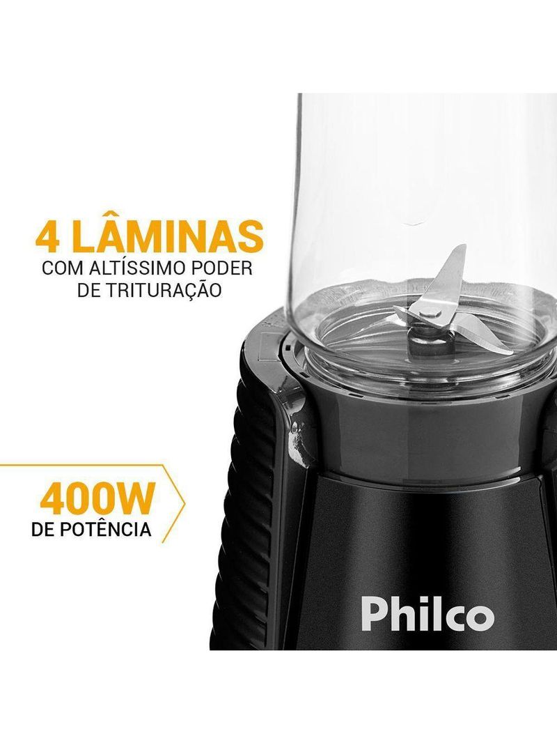 Liquidificador Philco Portátil 2 Squeezes 400W PLQ04A 110V