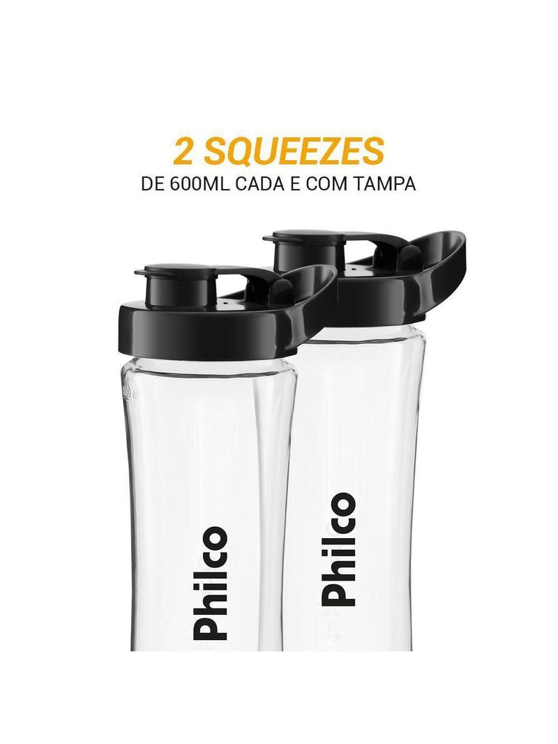 Liquidificador Philco Portátil 2 Squeezes 400W PLQ04A 110V