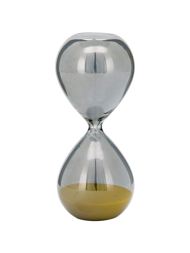 Ampulheta areia vidro amarela 14x6x6cm