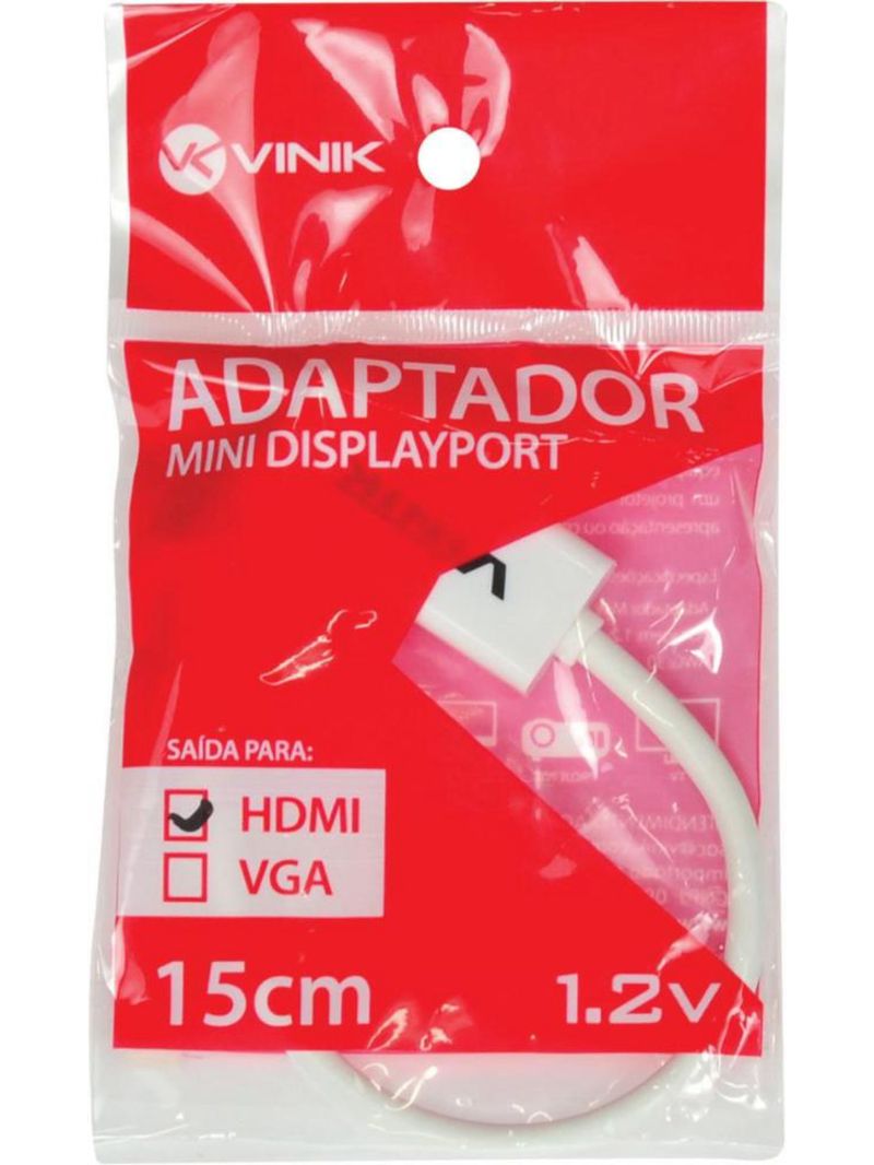 Adaptador mini displayport hdmi femea 15cm vinik