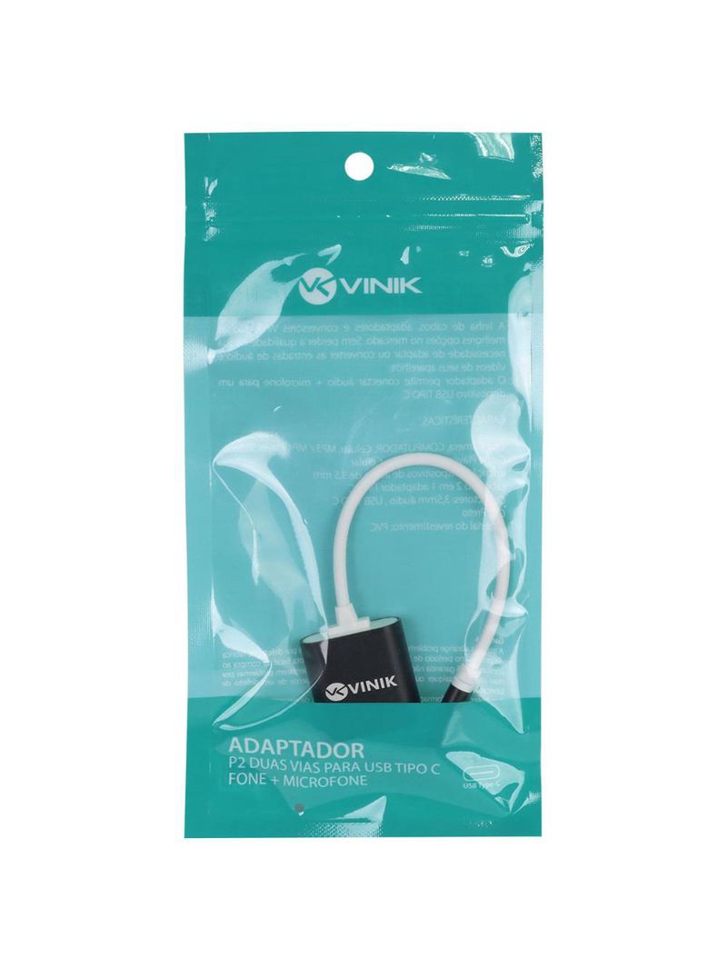 Adaptador p2 35mm fone microfone usb-c vinik