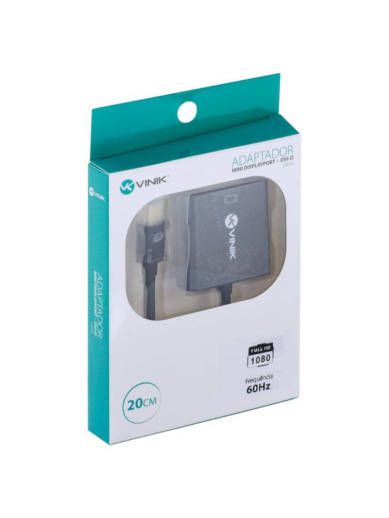 Adaptador mini displayport 12v para dvi d ativo 20 cm vinik