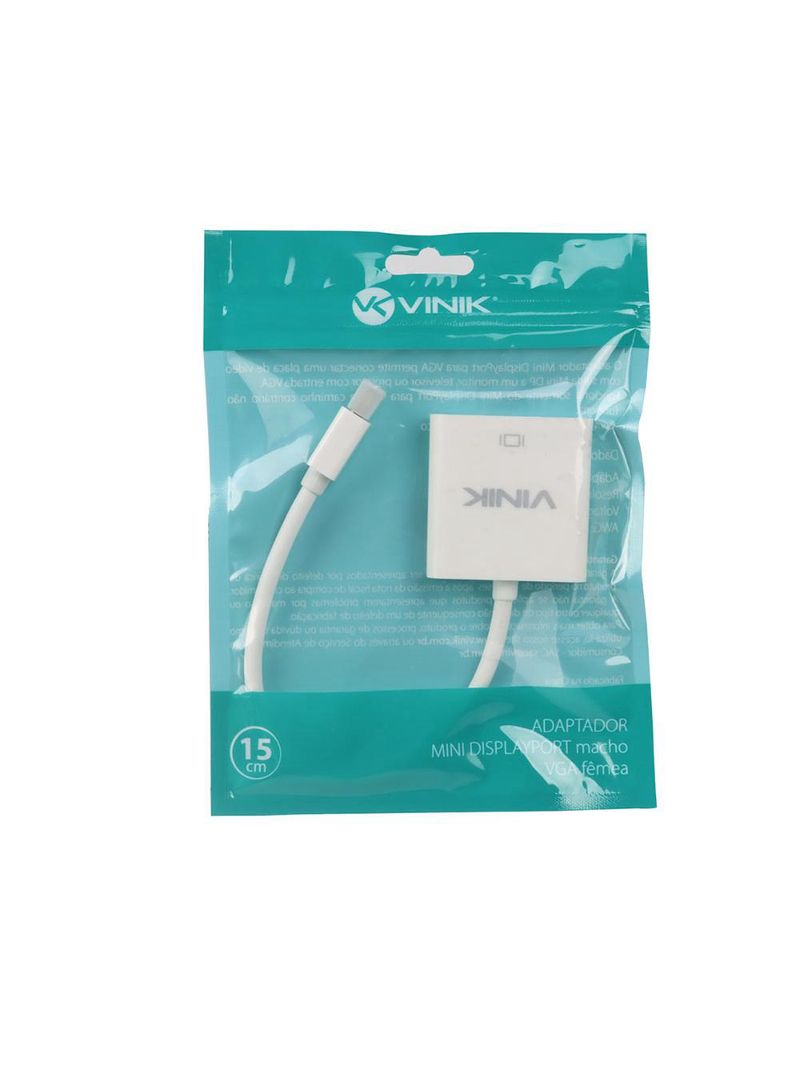 Adaptador mini displayport para vga fêmea 15cm vinik