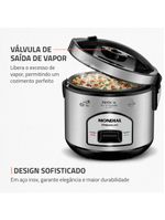 Panela elétrica de arroz mondial pe-43 6 xícaras - preta/inox