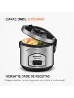 Panela elétrica de arroz mondial pe-43 6 xícaras - preta/inox