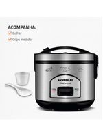 Panela elétrica de arroz mondial pe-43 6 xícaras - preta/inox