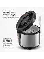 Panela elétrica de arroz mondial pe-43 6 xícaras - preta/inox